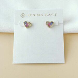 NEW Kendra Scott Ari Heart Gold Watercolor Stud Earrings